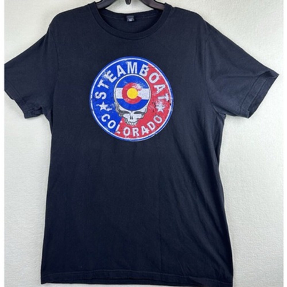 Grateful Dead Steamboat Colorado T-Shirt Mens Large Navy Tultex Band Tee